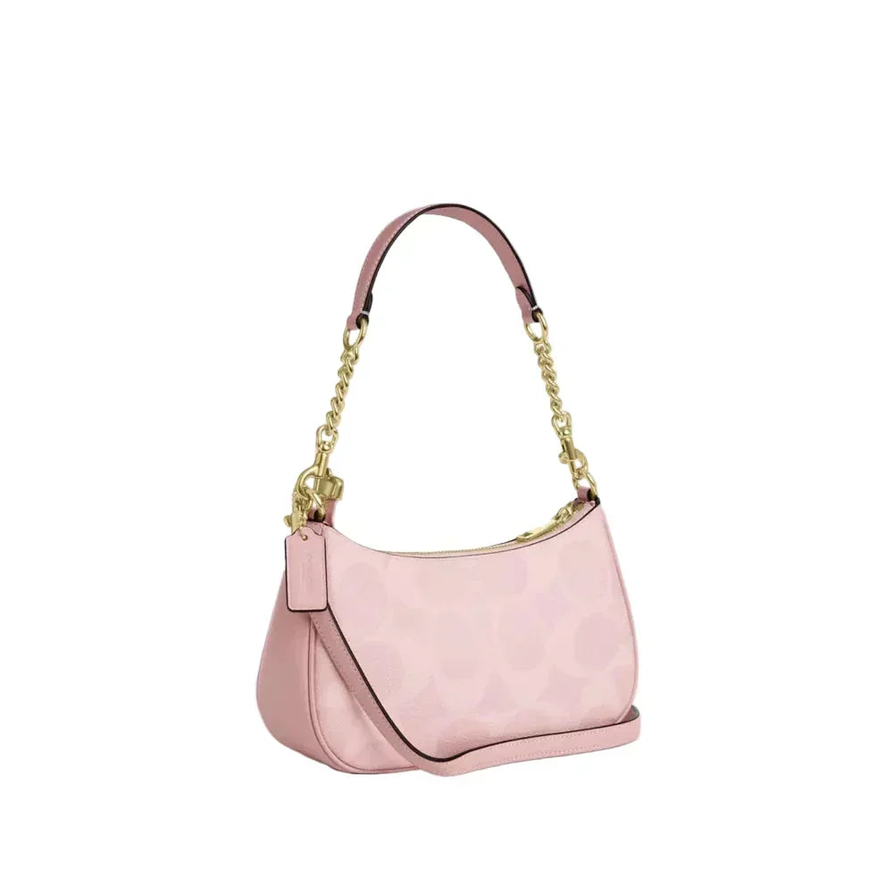 Teri Shoulder Bag In Signature Canvas  - Gold/Powder Pink